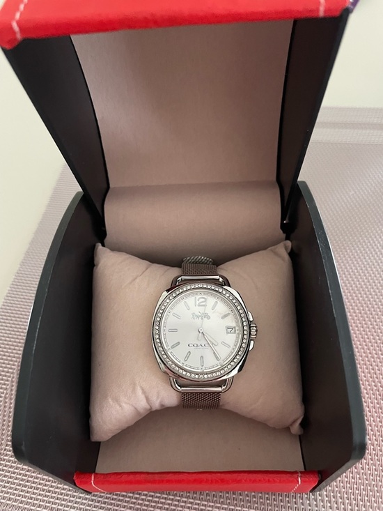 Coach Jewelry - Coach Silver Tone Swarovski Crystal Watch with silver mesh strap.